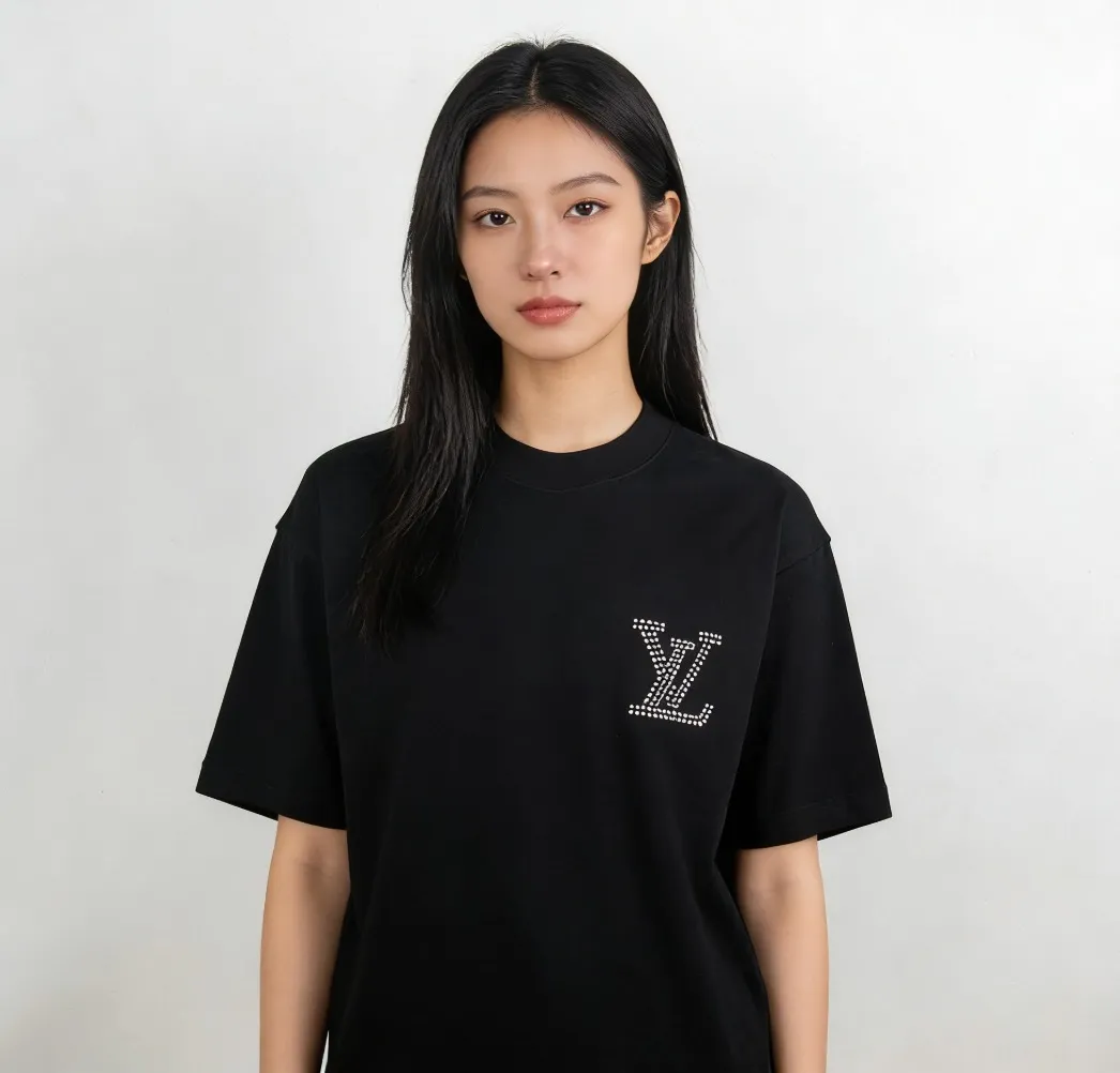Louis Vuitton/Louis Vuitton 26ss pearl letter print short sleeves